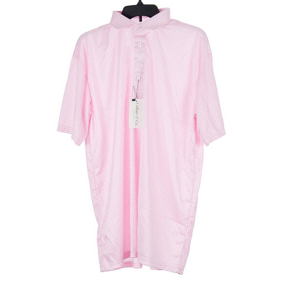 Collars & Co Pink Gingham Short Sleeve Dress Collar Polo Men's XL NWT - Picture 1 of 7